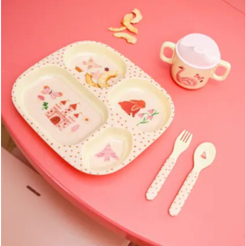 Fairy Tale melamine compartmentalized plate | Pink
