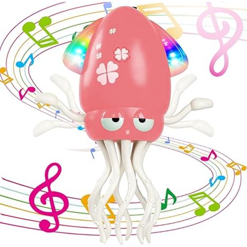 YOGINGO Electric Dancing Octopus Tummy Time Toy, Rechargeable Music Crawling Squid Toy for 1-6 Year Old Boys Girls, Ideal Christmas Birthday Gifts