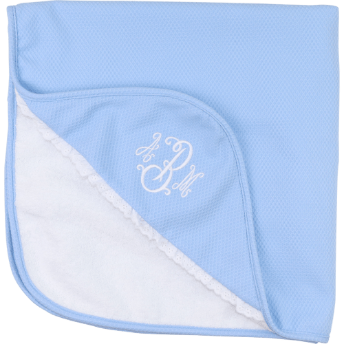 Blue Honeycomb Eyelet Hooded Towel