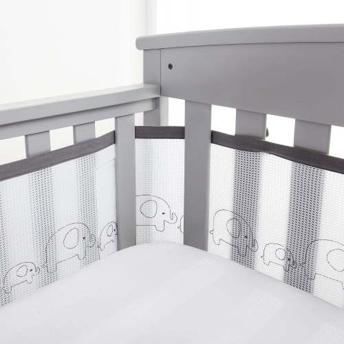 BreathableBaby Breathable Mesh Crib Liner – Deluxe Embroidered Collection – Elephants