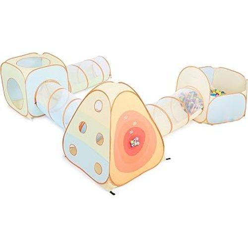 UTEX 3 in 1 Pop Up Play Tent with Tunnel, Ball Pit for Kids, Boys, Girls, Babies and Toddlers, Indoor/Outdoor Playhouse (6 in 1 with Ball Pit and Square Tent)