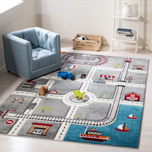 Viv + Rae™ Hiles Gray/Blue/Red Area Rug & Reviews | Wayfair