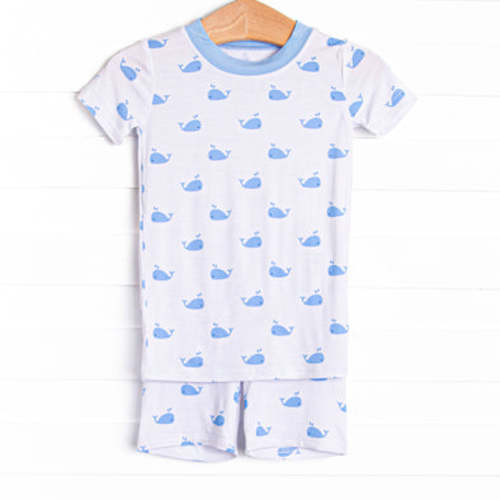 Whale Watch Bamboo Pajama Short Set, Blue – Stitchy Fish