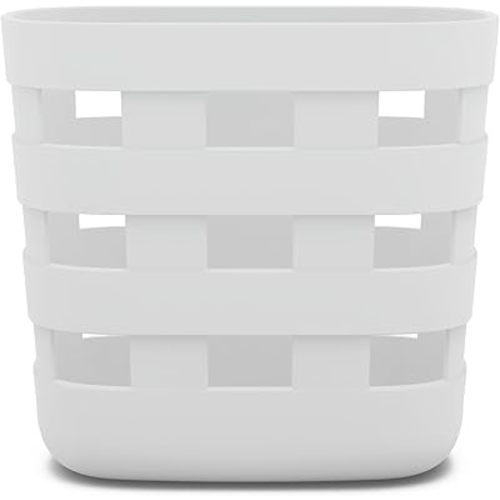 Lalo Bath Time Storage Bin - Keep Items Organized & Dry with Non-Toxic Plastic, Easy Cleanup, Removable Drying Bin, Woven Baby Organizer, Secure Wall Attachment, 9 x 5.5 x 8.5 in - Coconut