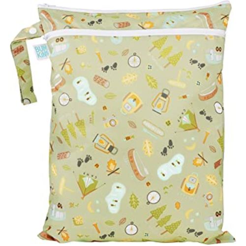Bumkins Waterproof Wet Dry Bag for Baby, Travel, Swim Suit, Cloth Diapers, Pump Parts, Pool, Beach, Gym Clothes, Toiletry, Hook to Stroller, Daycare, Zip Reusable Wetdry Packing Pouch, Camp Gear Green