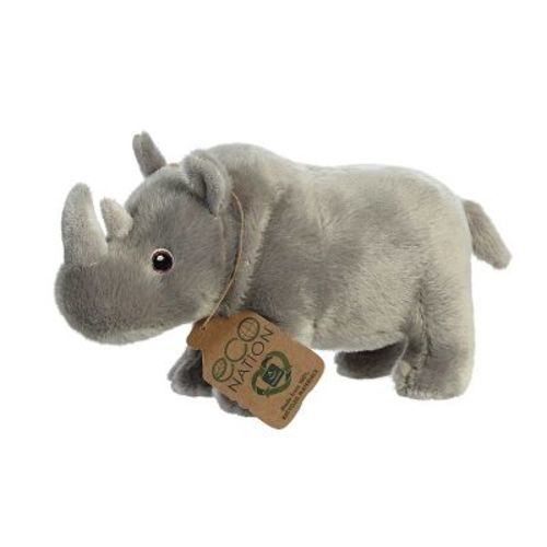 Aurora Medium Rhinoceros Eco Nation Eco-Friendly Stuffed Animal Gray 9.5"