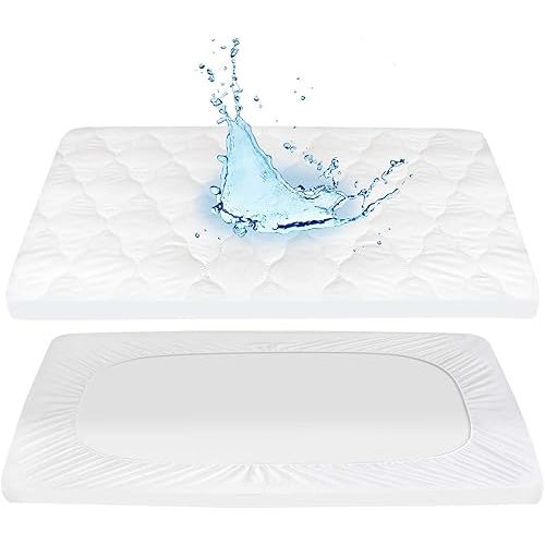 Pack N Play Mattress Pad Cover Waterproof Mini Crib Protector,27" X 39" - Soft Fitted Portable Mini Cribs, Graco Pack 'N Play and Foldable Mattresses, Waterproof Playpen Sheet