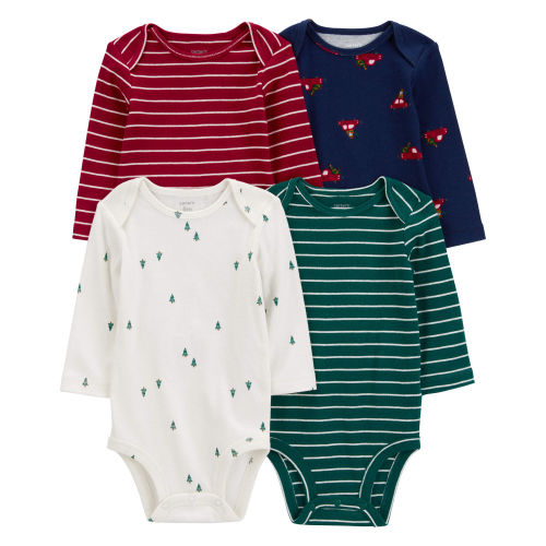 Baby 4-Pack Long-Sleeve Holiday Bodysuits - Carter's | Carter's