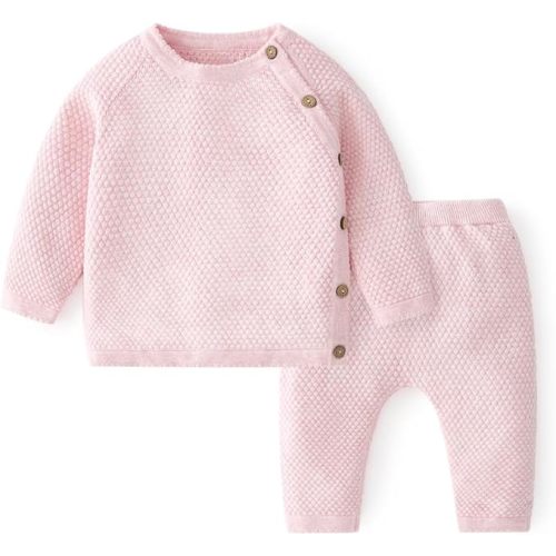 100% Cotton Knit Infant Baby Sweater and Pants Set, Unisex Newborn Boys Girls Outfit Long Sleeve Warm Clothes Newborn Gifts
