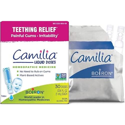 Boiron Camilia Teething Drops for Daytime and Nighttime Relief of Painful or Swollen Gums and Irritability in Babies - 30 Count