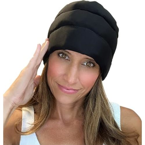 Headache Hat Halo - Migraine Relief Cap Long Lasting Cooling Ice Pack Mask - Cold Compress Head Wrap for Tension, Stress & Hangover Natural Cooling Therapy