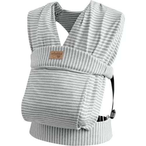 Baby Wraps Carrier Newborn to Toddler, Kangaroo Baby Easy Wearing Wrap, Adjustable Soft Baby Holder Front Chest Sling Carriers Perfect Infant Essentials Gifts (Striped Grey, Cotton)