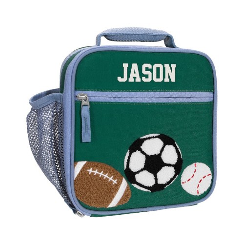 Mackenzie Green Sports Chenille Lunch Box | Pottery Barn Kids