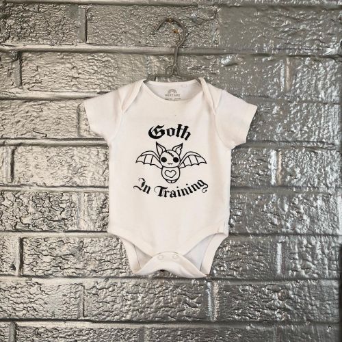 Goth in training, Baby goth, Gothic child, Baby shower gift, cute baby body suit, Baby Halloween, spooky baby, Goth/EMO parent, + Tiny baby