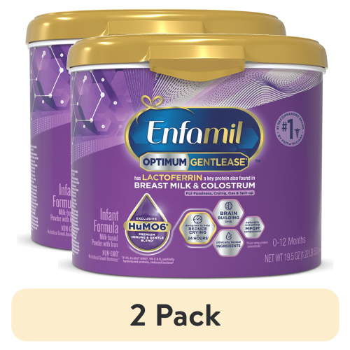 (2 pack) Enfamil Optimum (Enspire) Gentlease Powder Baby Formula, Our Closest to Breast Milk 19.5 oz Tub