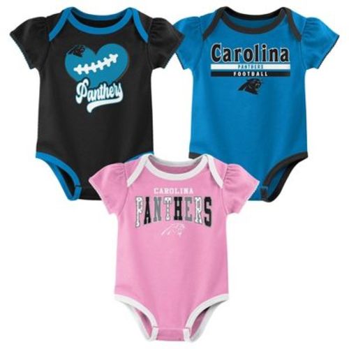 NFL Carolina Panthers Girls' Newest Fan 3pk Bodysuit Set - 6-9M