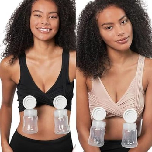 Black M - Sand L - Nursing Pumping Bra