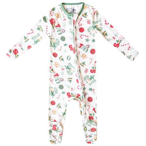 Copper Pearl Zip-Up Footie Baby Pajamas – Soft Newborn Onesies for Boys & Girls, Tag-Free with Two-Way Zipper Baby Sleepers for Newborn - 24 Months, Elf