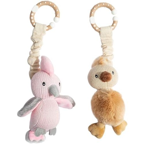 Living Textiles Stroller Toy Set 2 Pack - Galah & Emu