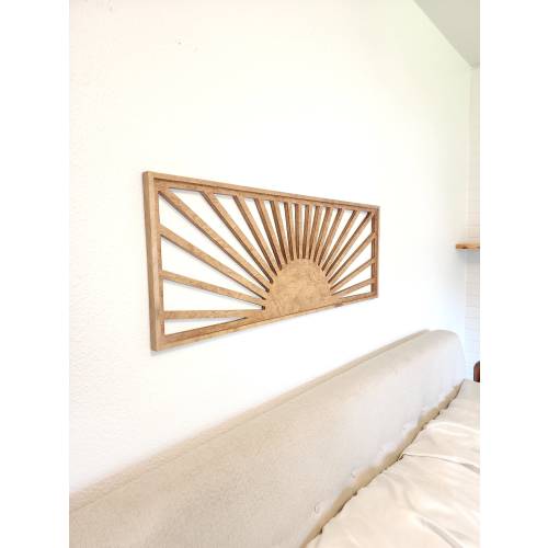 Boho Wood Sun Wall Art, Minimalist Sunrise Decor