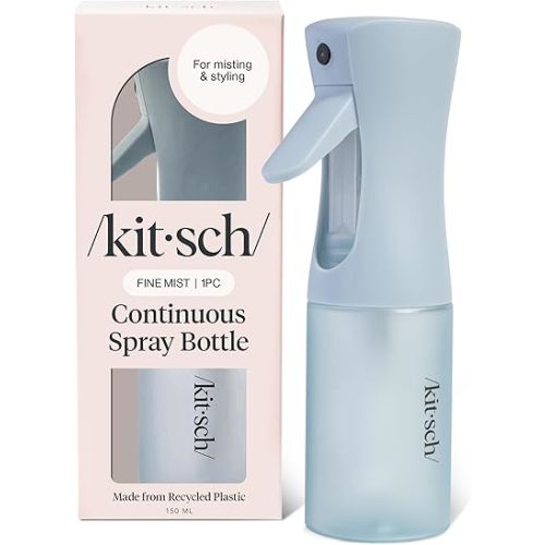 Kitsch Continuous Spray Bottle for Hair – Fine Mist Water Mister & Water Spray Bottle – Recycled Hair Spray Bottle – Spray Bottles for Cleaning, Styling, Plants & More – Haze Blue, 150ml