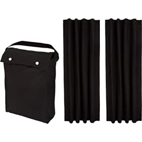 Amazon Basics Portable Window Blackout Curtain Shade with Suction Cups for Travel, 2-Pack, 78"L x 50"W, Black
