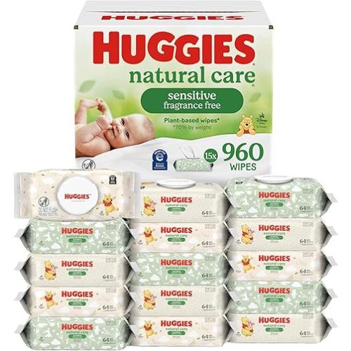 Huggies Natural Care Sensitive Baby Wipes, Unscented, Hypoallergenic, 99% Purified Water, 24 Soft Packs of 56 (1344 Wipes Total)