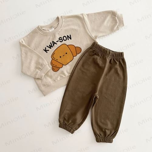 KWA-SON Baby Croissant Brown Beige 2-piece Set