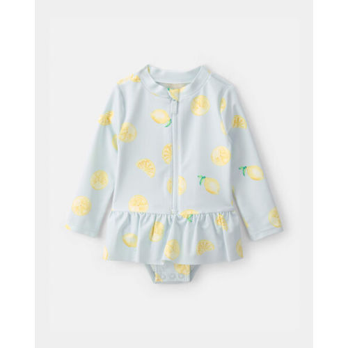 Baby Girl 1-Piece Lemon Rashguard Swimsuit - Blue | Carter's