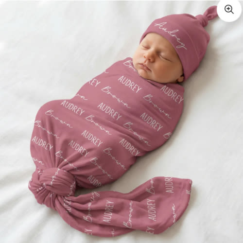 Personalized Swaddle in Rosewood