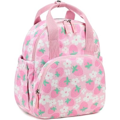 Bluboon Toddler Backpack for Girls Boys 2-4 Cute 12" Preschool Kindergarten Backpacks Kids Daycare Bags School Travel (Pink Strawberry Flower - Pink, Age 2-4 (12" H not Fit A4 Folder))
