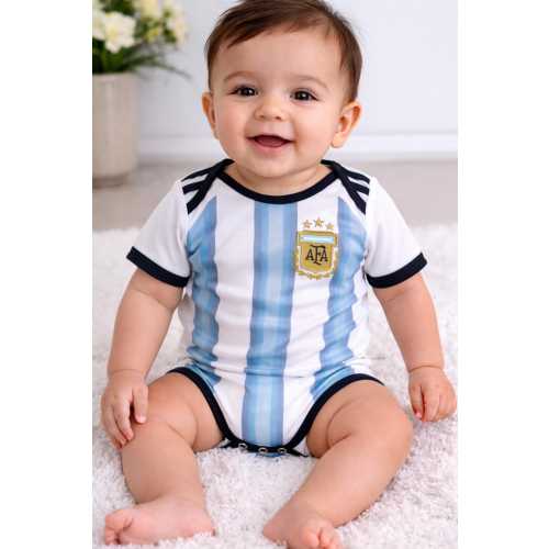 Personalized Argentina Baby Soccer Jersey Bodysuit | Custom Name Number Infant Football Outfit