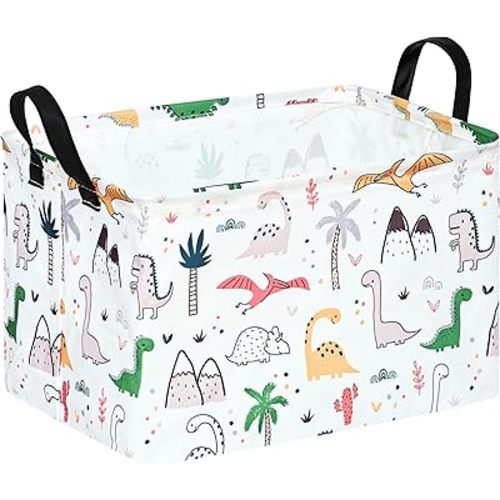 Rectangle Dinosaur Gift Shelf Nursery Storage Basket Laundry Hamper with Handles,Toys Storage Box and Bins for Boys and Girls