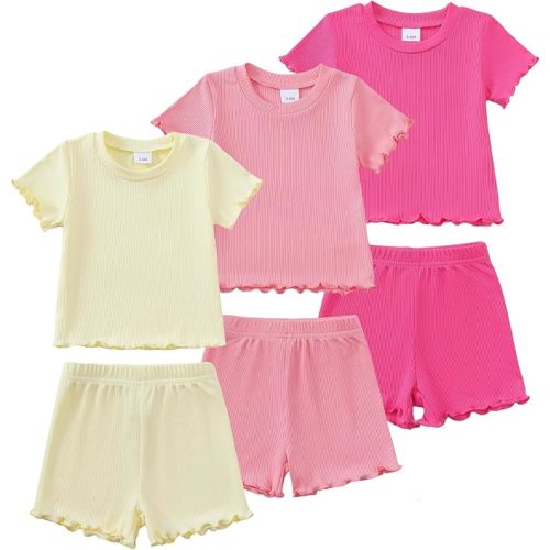 Toddler Baby Girl Boy Summer Clothes Outfits Casual Summer Short Sleeves Tops + Shorts Cute Outfits Set 3M-3T