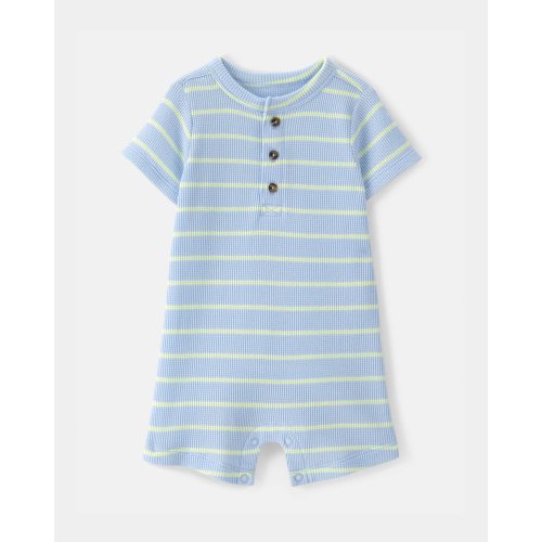 Baby Boy Striped Thermal Romper - Blue | Carter's