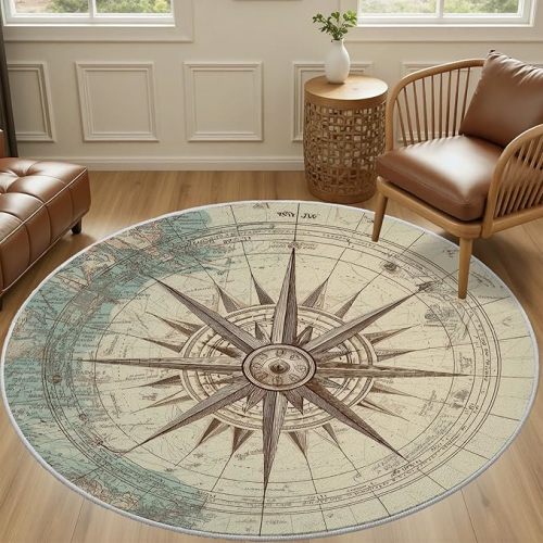 Compass Rug, 6 ft Round Circle Rugs