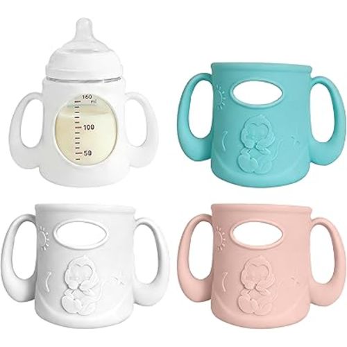 3Pack Silicone Sleeves for Pigeon Baby Bottles 5.4oz, Anti Breakage Glass Baby Bottle Holder with Handles