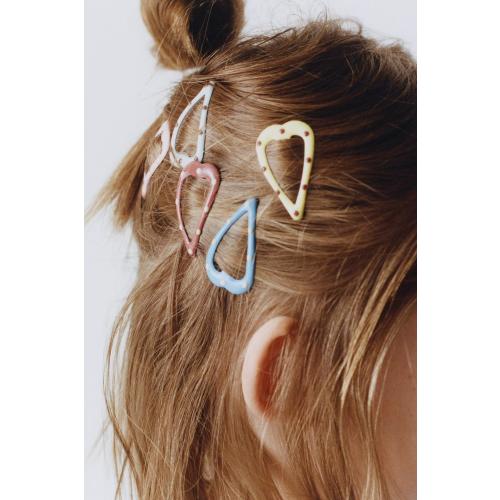 PACK OF FIVE HEART POLKA DOT CLAW CLIPS