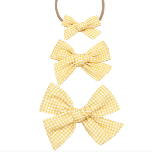 Classic Bow - Yellow Gingham Headband