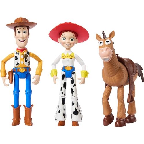 Mattel Disney Pixar Storytellers Toy Story 3-Pack of Woody, Jessie & Bullseye, 4-inch Authentic Posable Figures, Key Character Collectibles