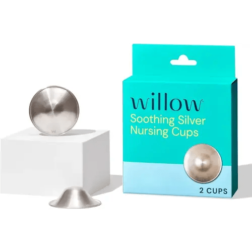 Willow - Silver Nursing Cups, 2 Pack, Breastfeeding Nipple Covers for Protection & BPA Free