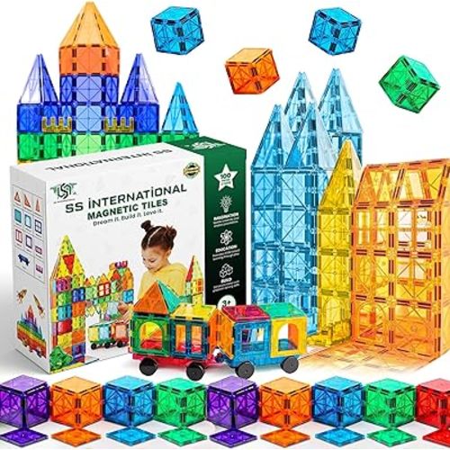 Magnetic Tiles for Kids 100PCS with Cars, Large Magnetic Building Blocks STEM-Inspired Toy, Magnet Tiles Kids, Educational Magnet Toys for Kids Ages 3+