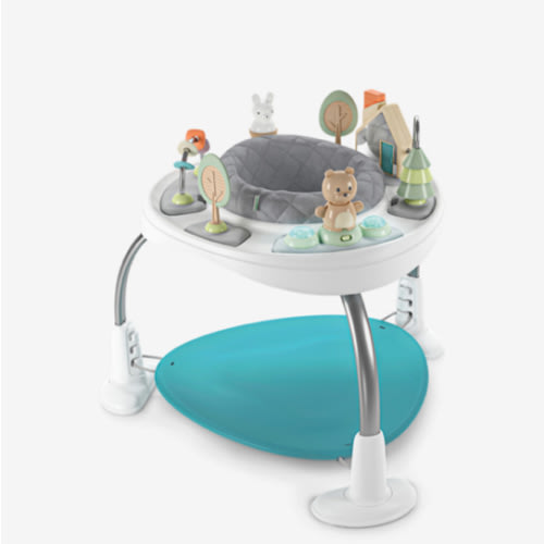 Ingenuity Spring & Sprout 2-in-1 Baby Activity Center Jumper and Table with Infant Toys - Ages 6 Months +, First Forest