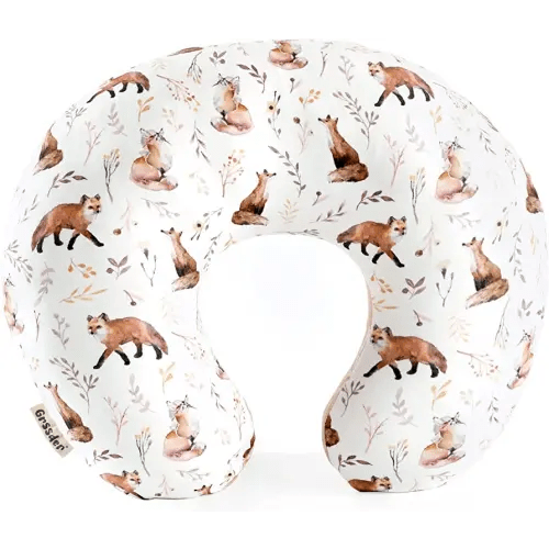 GRSSDER Nursing Pillow Cover Stretchy Minky Removable Nursing Covers for Breastfeeding Pillows, Ultra Soft Comfortable Slipcover for Baby Girls, Pretty Fox Pattern