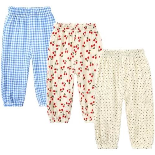 MYGBCPJS Baby Boys Girls Cotton Linen Trousers Kids Casual Ankle Pants Loose Long Bloomers