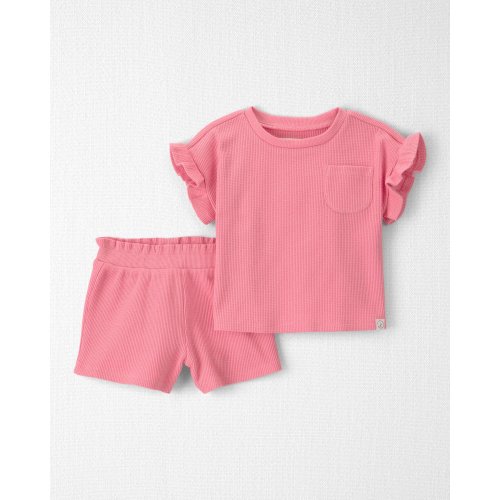 Baby Girl 2-Piece Organic Cotton Waffle Knit Top & Short Set - Little Planet | Carter's