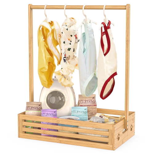 BambooHomie, Baby Clothing Rack, Small, with Storage Box & Hanging Rod