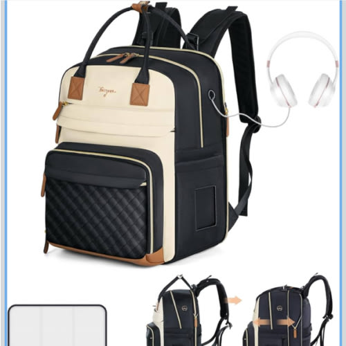 Diaper Bag Backpack - Extra Large Diaper Bag for 2 Kids Twin, Travel Baby Bags for Mom Dad 25-37L Expandable with Changing Pad Earphone Hole, Apricot Black