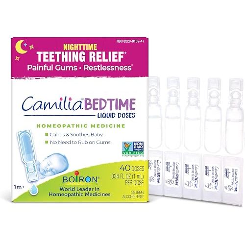Boiron Camilia Bedtime Drops - 40 Count for Nighttime Teething Relief, Painful Gums, Restlessness, and Irritability - Sterile Liquid Doses