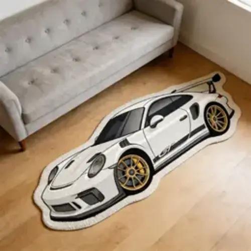Trendy Cartoon Car Design Rug, Modern Simple American Vintage Home Decor Carpet, Soft Velvet Bedroom Mat, Fashionable Comfort Room Decoration, Cartoon Pattern Rug - TikTok Shop